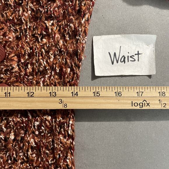 BKE Mohair Alpaca Sweater Size Medium Open Knit Marled Orange V-neck Y2K Boho - Picture 8 of 9